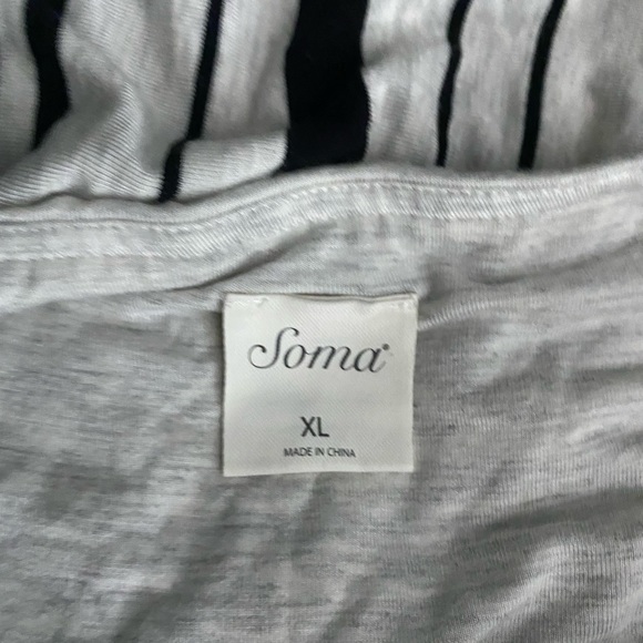 SOMA Chicos Halter Maxi Stripe DRESS Shelf Bra Black White Sz XL - Picture 8 of 14